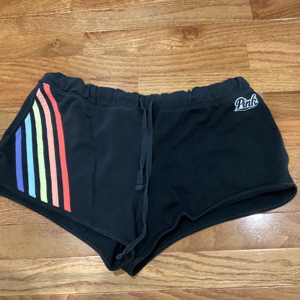 Victoria’s Secret VS Love Pink Rainbow Striped Shorts Size Large